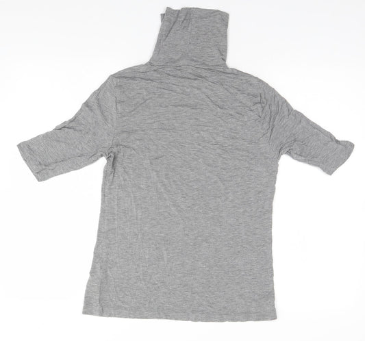 Marks and Spencer Womens Grey Viscose Basic T-Shirt Size 14 Roll Neck