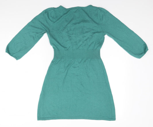 H&M Womens Green Acrylic A-Line Size 10 Round Neck