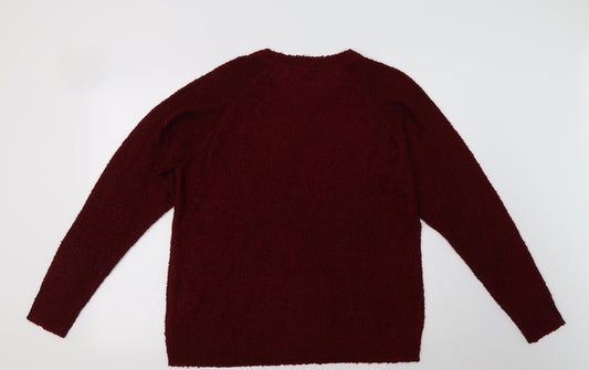 Studio Womens Red Crew Neck Acrylic Pullover Jumper Size 18