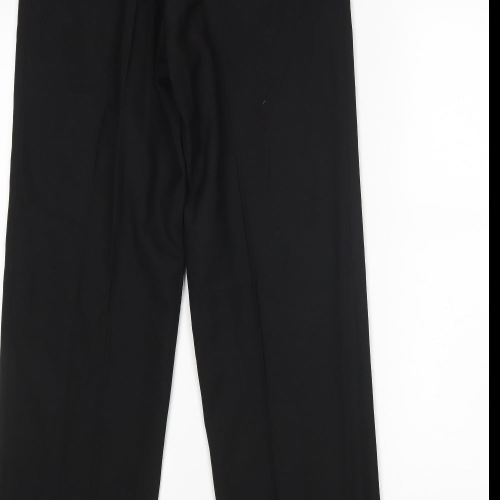 Preworn Mens Black Polyester Trousers Size 32 L30 in Regular