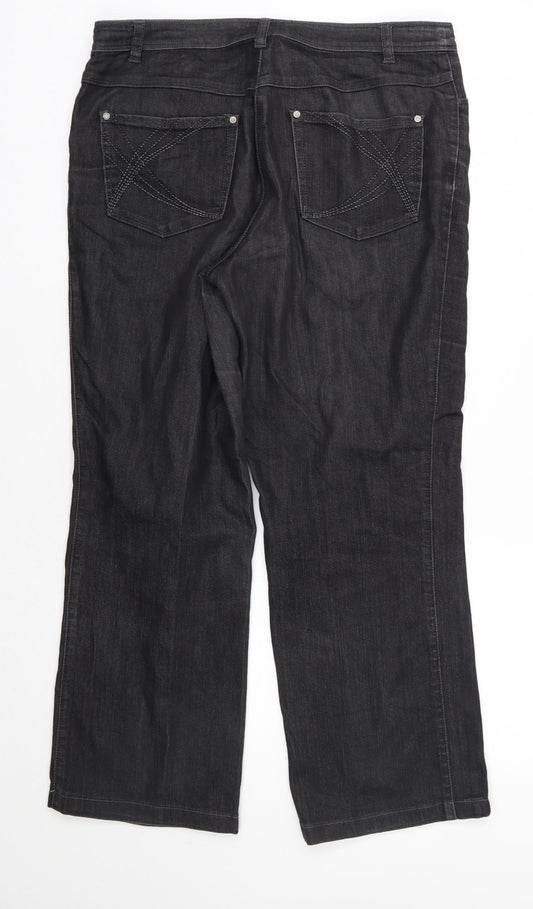 Gerry Weber Womens Black Cotton Straight Jeans Size 16 L27 in Regular