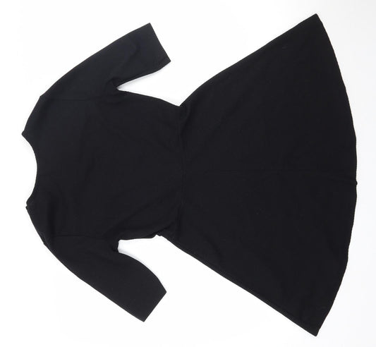 Topshop Womens Black Polyester A-Line Size 10 Round Neck Pullover