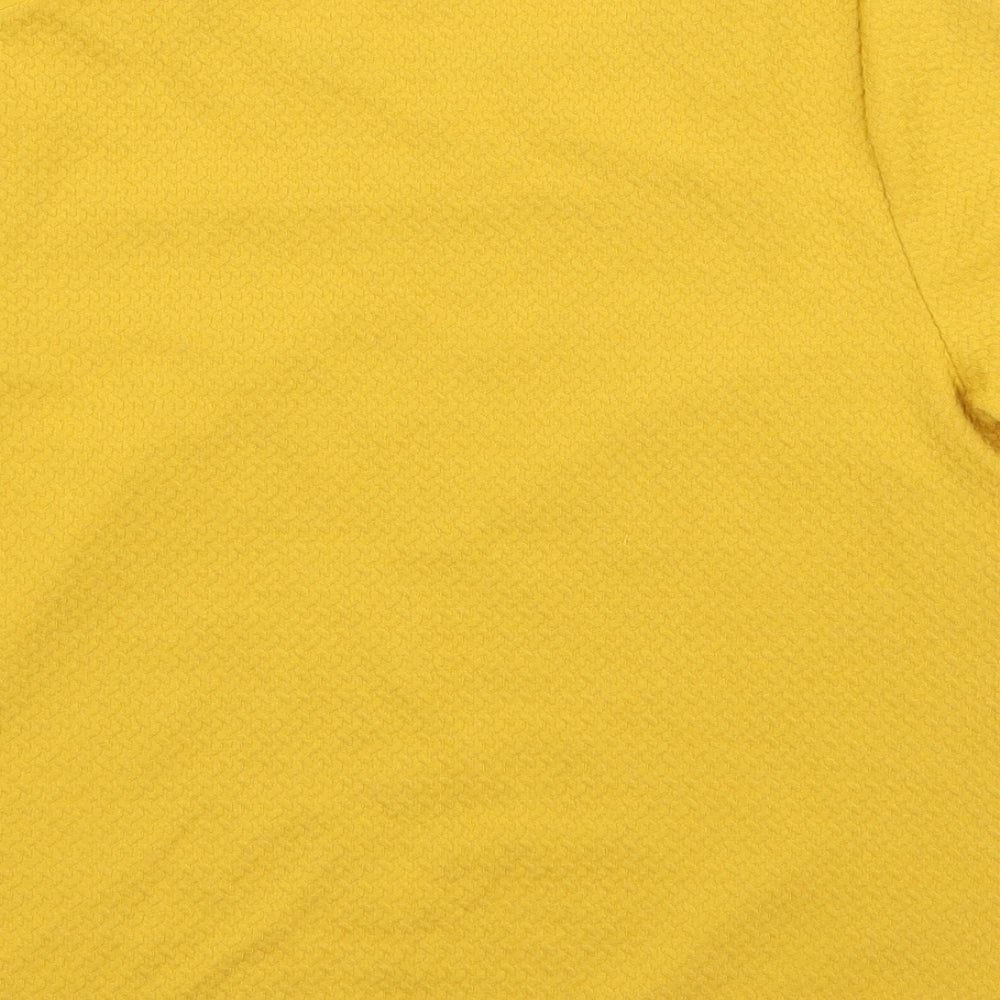 Oasis Womens Yellow Polyester Basic T-Shirt Size M Round Neck - Faux Leather Detail