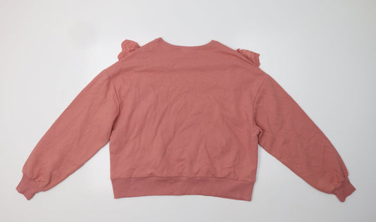 Warehouse Womens Pink Cotton Pullover Hoodie Size M