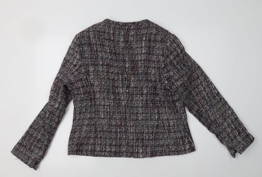 M&S Womens Purple Check Jacket Blazer Size 14