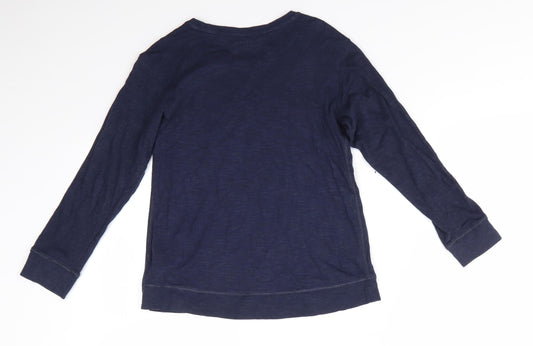 NEXT Girls Blue Solid Cotton Pyjama Top Size 8 Years - Subtle shimmer effect Stars