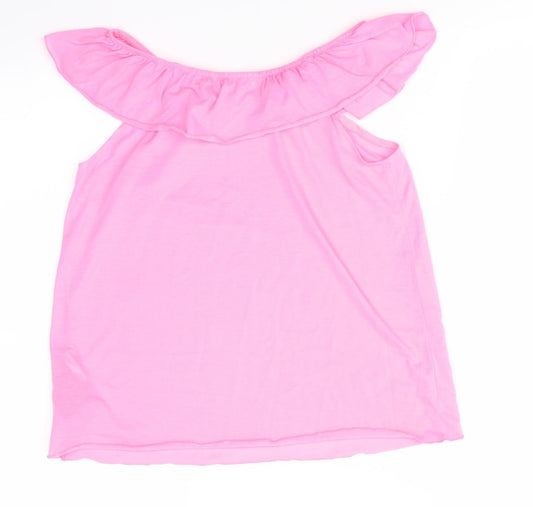 H&M Girls Pink Polyester Basic Tank Size 9-10 Years Off the Shoulder - Florescent Pink