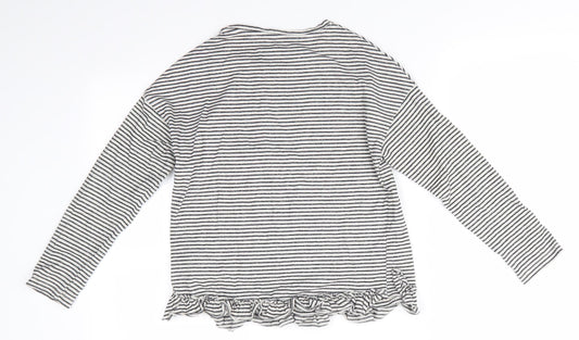 NEXT Girls Black Spotted Cotton Tunic T-Shirt Size 10 Years Round Neck - Subtle shimmer effect Heart Logo Frilled hem