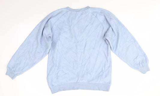 Topshop Womens Blue Polyester Pullover Sweatshirt Size 6 - Love Pale Blue