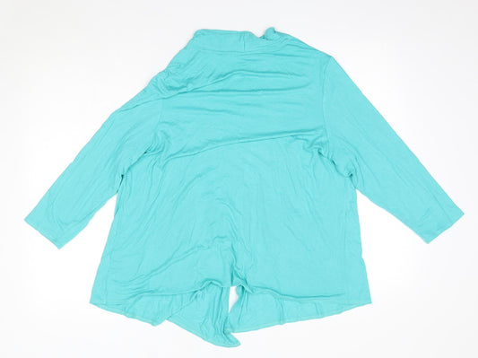 M&S Womens Green V-Neck Polyester Cardigan Jumper Size 20