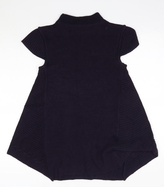 PORT Womens Purple Acrylic A-Line Size S High Neck