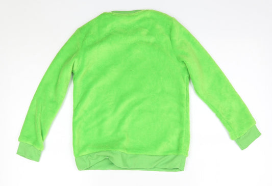 F&F Boys Green Round Neck Polyester Pullover Jumper Size 8-9 Years - Minecraft