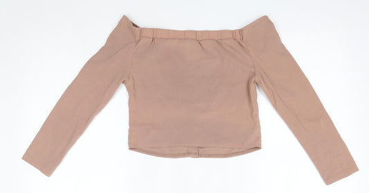 Lola May Womens Brown Polyester Basic Blouse Size 10 Off the Shoulder