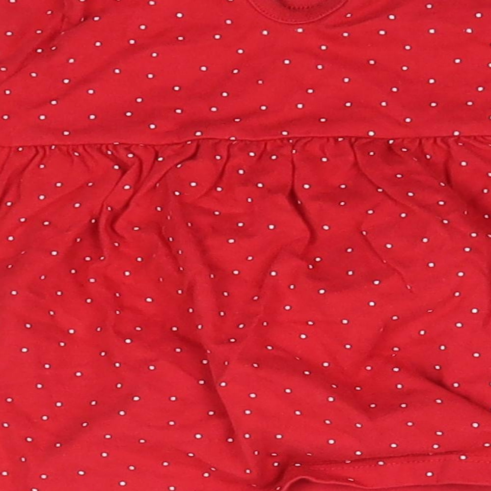 F&F Baby Red 100% Cotton Basic Blouse Size 3-6 Months Round Neck - Christmas