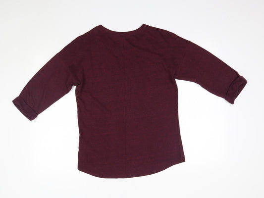 H&M Womens Purple Polyester Basic Blouse Size XS Round Neck