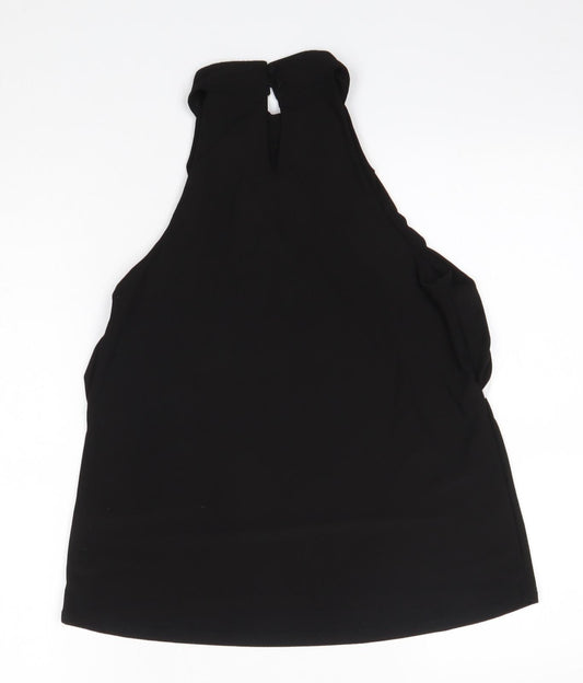 New Look Womens Black Polyester Basic Blouse Size 8 High Neck