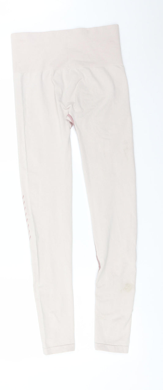 Boohoo Womens Pink Striped Polyester Leggings Size M L29 in