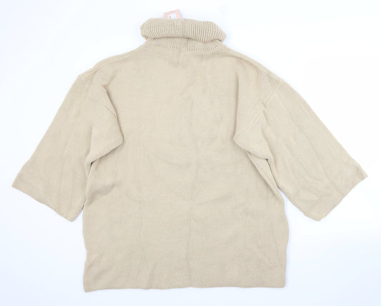 Misspap Womens Beige Roll Neck Acrylic Pullover Jumper Size L