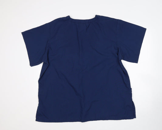Alexandra Womens Blue Polyester Basic T-Shirt Size XL V-Neck