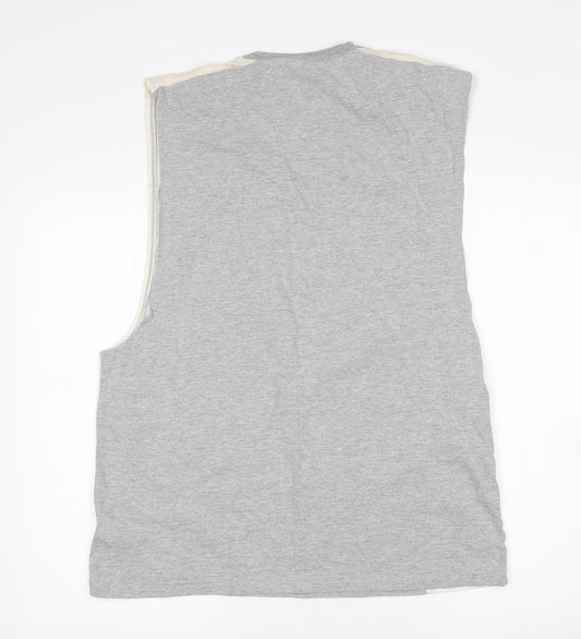 BoohooMAN Mens Multicoloured Cotton Basic Tank Size L Round Neck