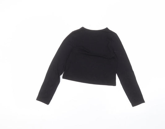 Primark Girls Black Polyester Basic T-Shirt Size 8-9 Years Round Neck