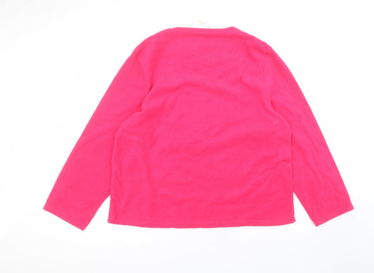 Snuggly and warm Womens Pink Round Neck Polyester Pullover Jumper Size L