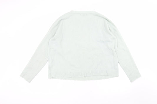 New Look Womens Green Round Neck Acrylic Pullover Jumper Size 12