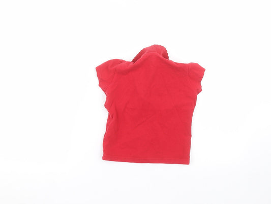 George Girls Red Cotton Basic Polo Size 4-5 Years Collared