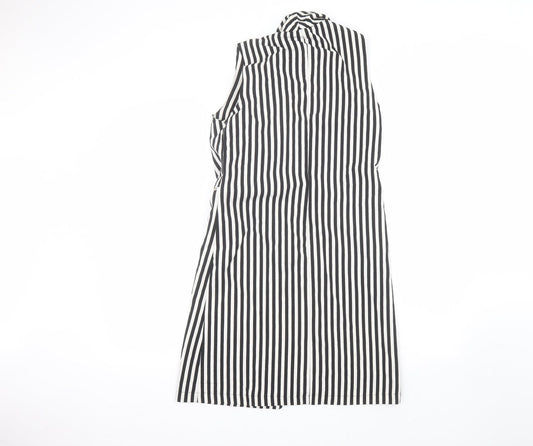 Helly Womens White Striped Polyester A-Line  Size S  Collared