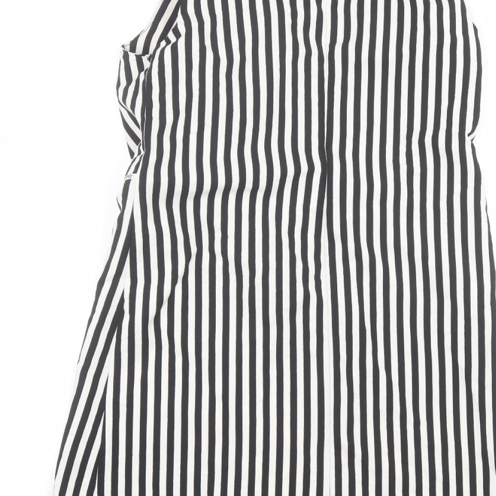 Helly Womens White Striped Polyester A-Line  Size S  Collared