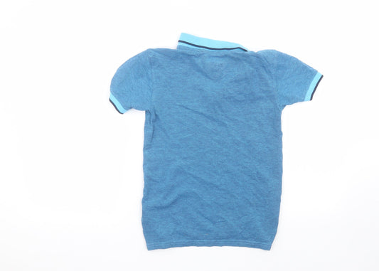 Blue Zoo Girls Blue Cotton Basic Polo Size 8-9 Years Collared
