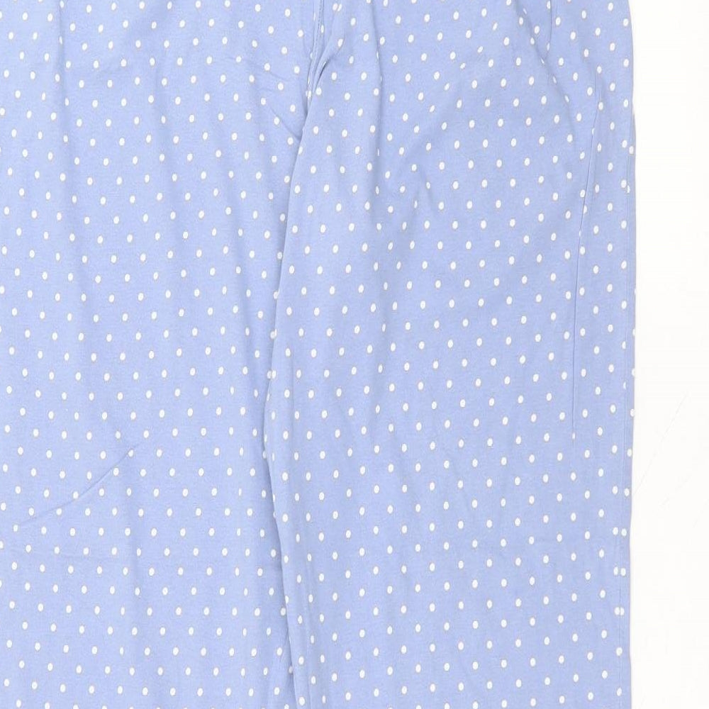 Marks and Spencer Womens Blue Polka Dot Cotton Trousers Size 12 L26 in Regular