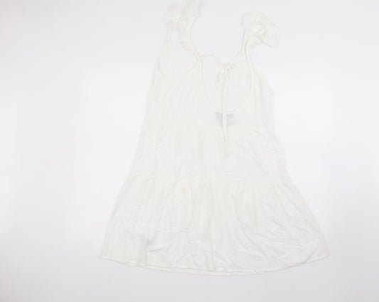 New Look Womens White Viscose A-Line Size M Round Neck