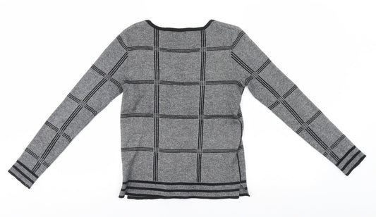 Papaya Womens Grey Round Neck Acrylic Pullover Jumper Size 8