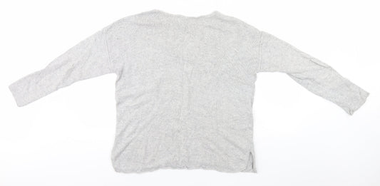 H&M Mens Grey V-Neck Cotton Pullover Jumper Size M