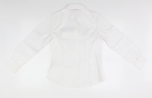 disley Womens White Polyester Basic Button-Up Size 8 Collared