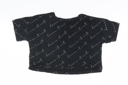George Girls Black Cotton Basic T-Shirt Size 4-5 Years Round Neck
