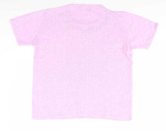 EWM Womens Pink Round Neck Acrylic Pullover Jumper Size 18