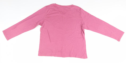 EWM Womens Pink Round Neck Cotton Pullover Jumper Size 18