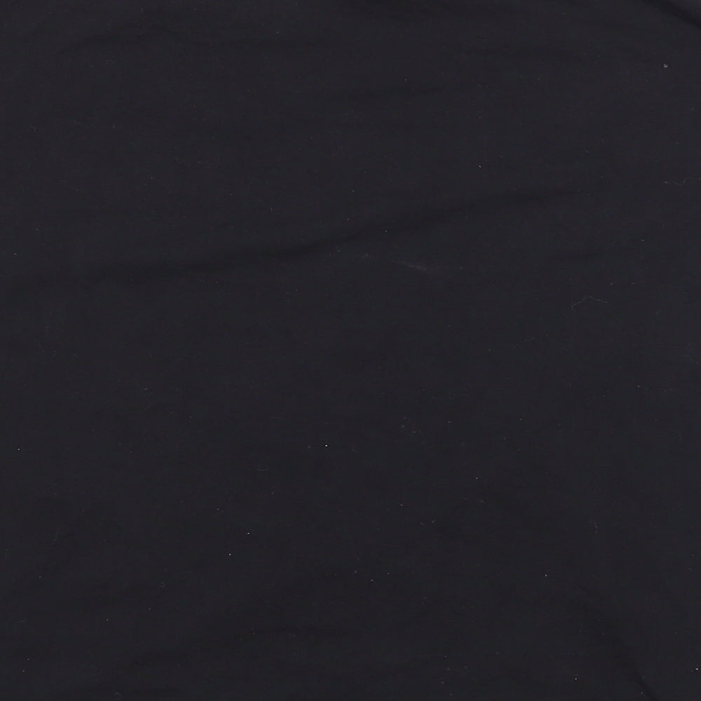 Preworn Womens Black Cotton Basic T-Shirt Size S Round Neck - Rose Detail