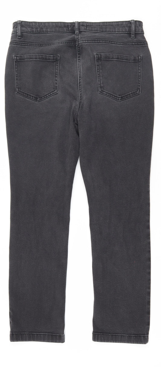 Marks and Spencer Womens Black Cotton Skinny Jeans Size 12 L27 in Slim Zip