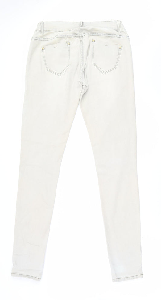 Lexxury Womens Beige Cotton Skinny Jeans Size S L33 in Regular Zip