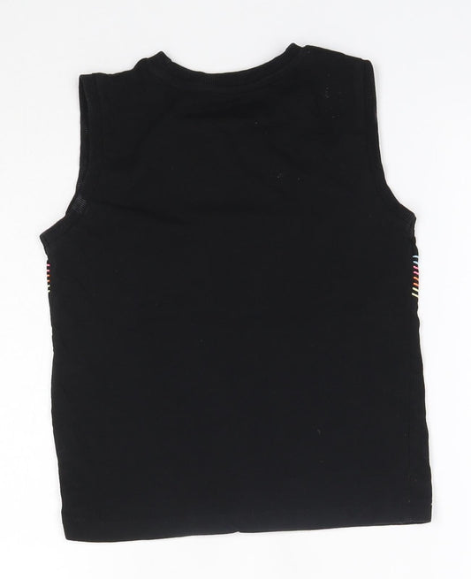 Matalan Girls Black 100% Cotton Basic Tank Size 6 Years Round Neck