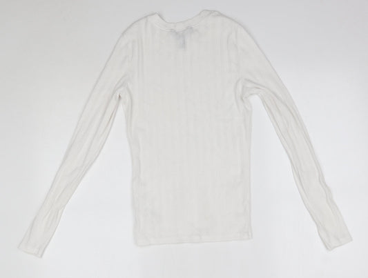 New Look Womens White Polyester Basic Blouse Size 10 Round Neck