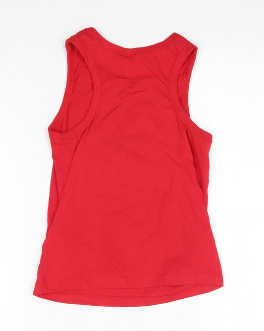 Disney Boys Red 100% Cotton Basic Tank Size 8 Years Round Neck