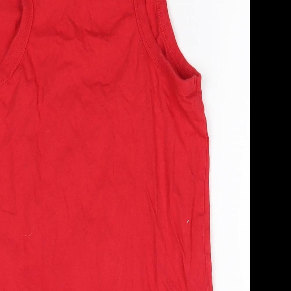Disney Boys Red 100% Cotton Basic Tank Size 8 Years Round Neck