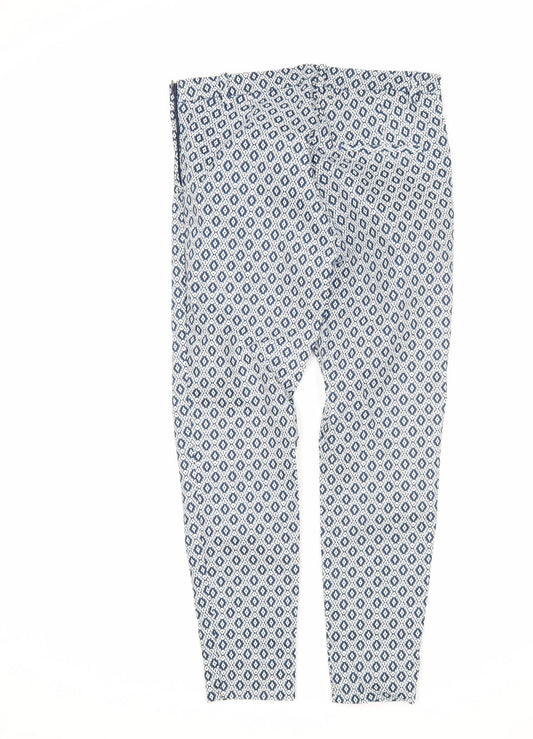 H&M Womens Multicoloured Argyle/Diamond Cotton Trousers Size 10 L27 in Regular