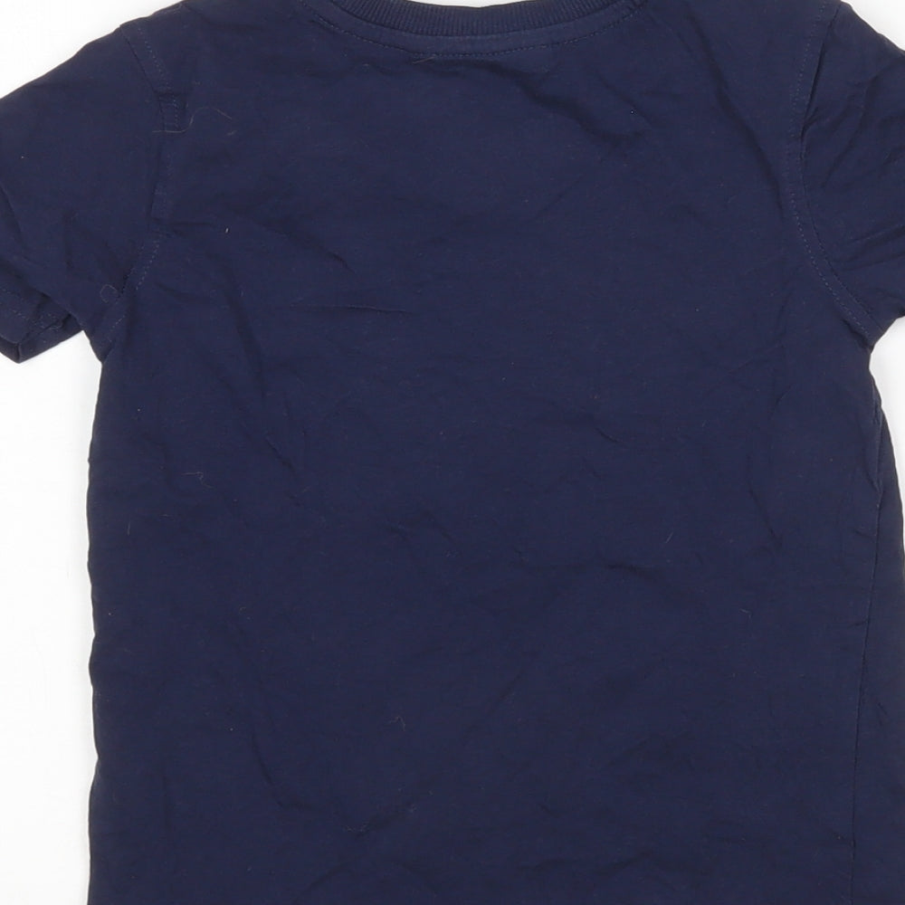 George Boys Blue Cotton Basic T-Shirt Size 5-6 Years Round Neck