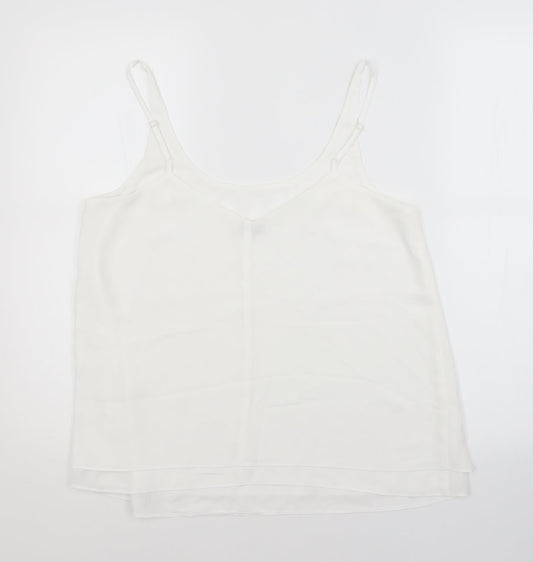 Miss Selfridge Womens White Basic Tank Size 12 Scoop Neck