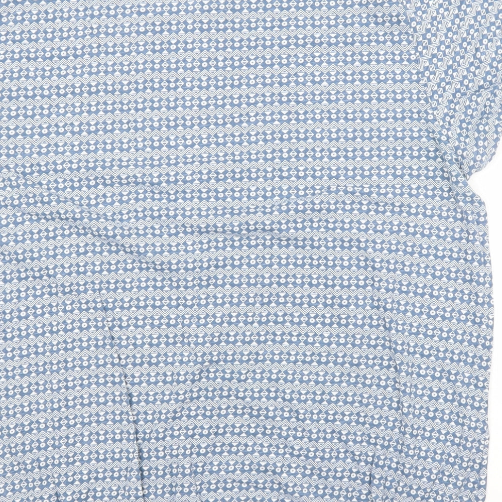 BPC Womens Blue Argyle/Diamond Cotton Basic T-Shirt Size 16 Scoop Neck